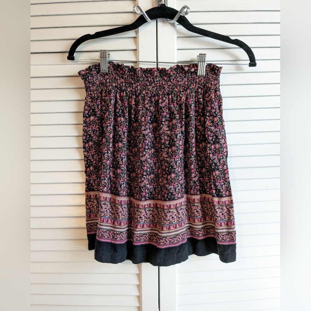 Black Floral Mini Skirt